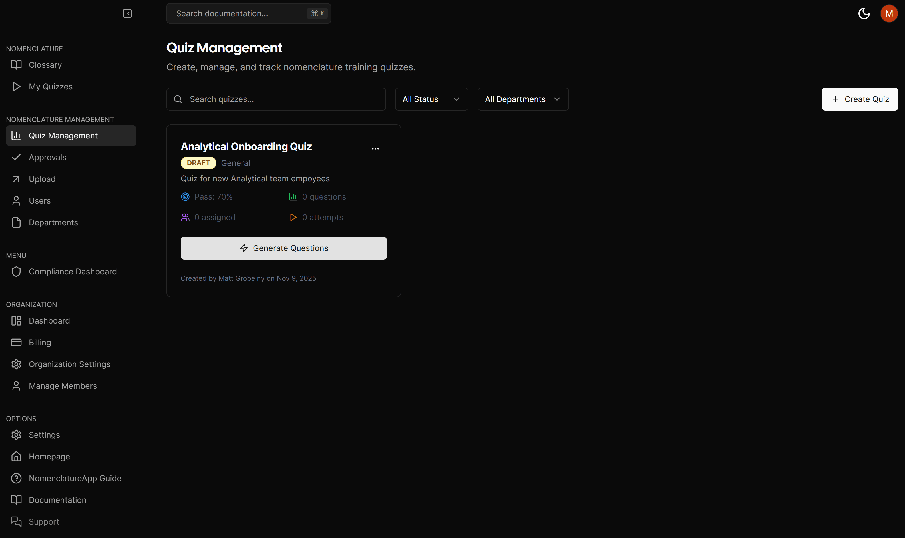 AI-powered quiz generation