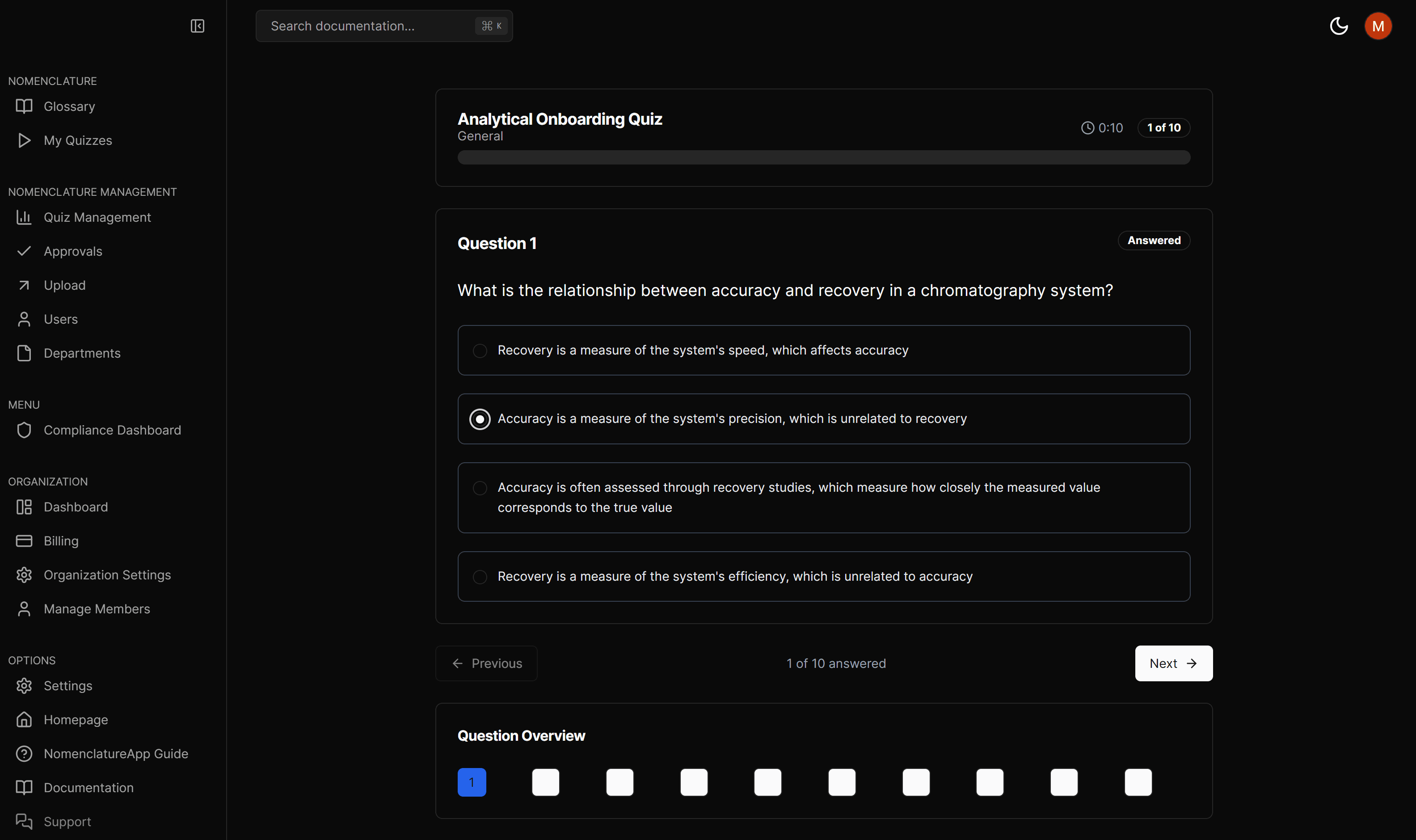 Quiz taker progress tracking